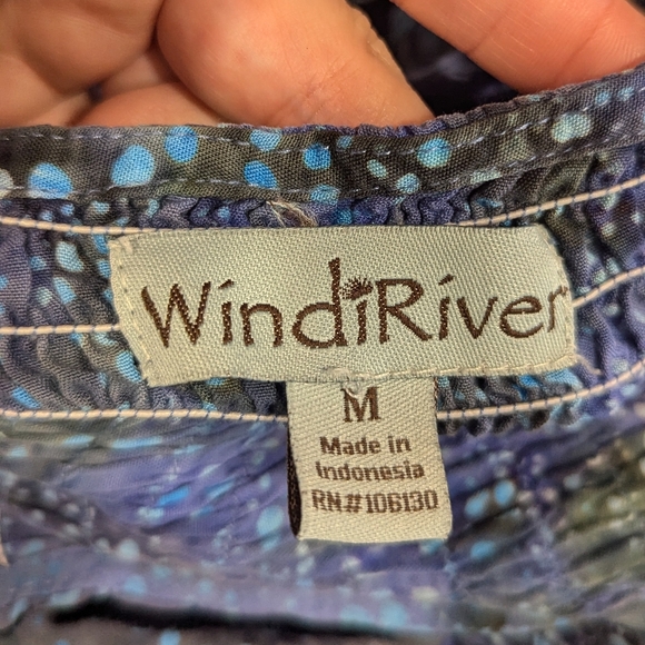 Wind River M Batik Sundress Smocked Galaxy Blue Purple Hippie Midi Whimsigoth - Picture 11 of 12